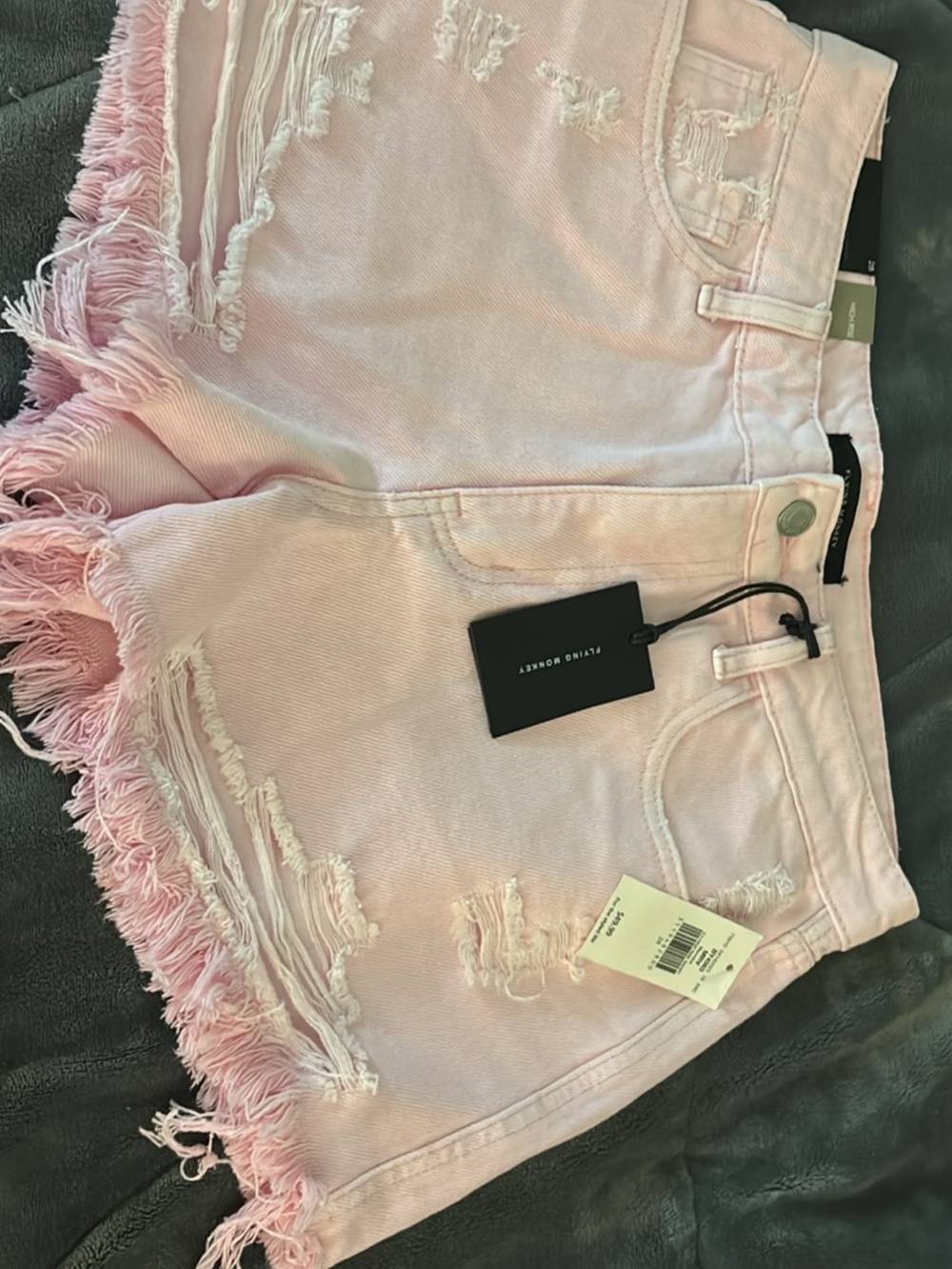 Flying Monkey Pink Distressed Frayed Hem Jean Shorts